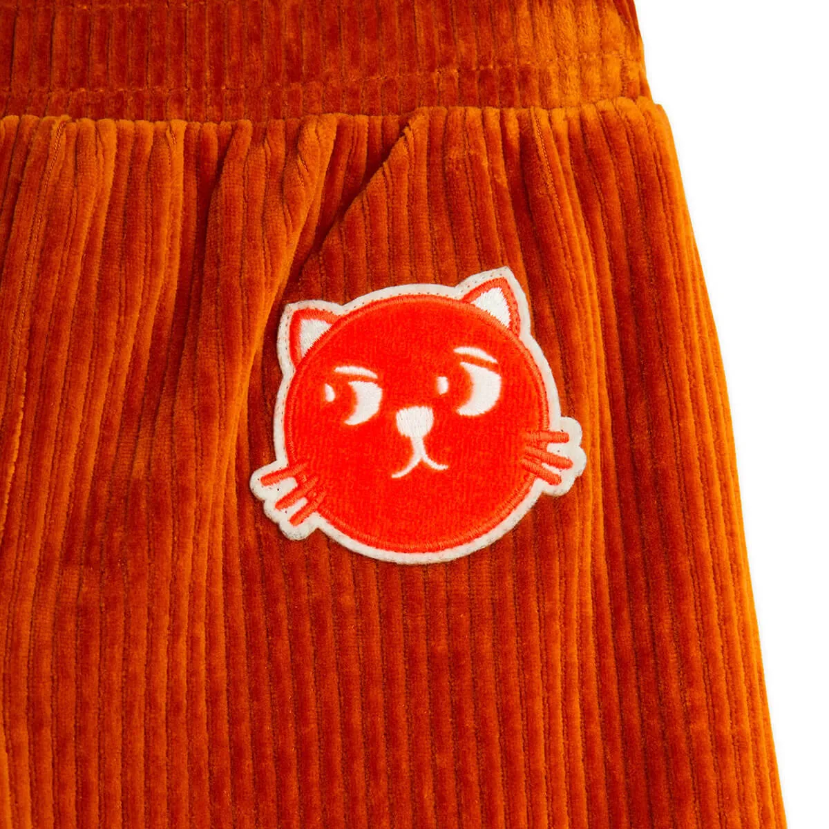 Cats Corduroy Velour Trousers in Brown by Mini Rodini
