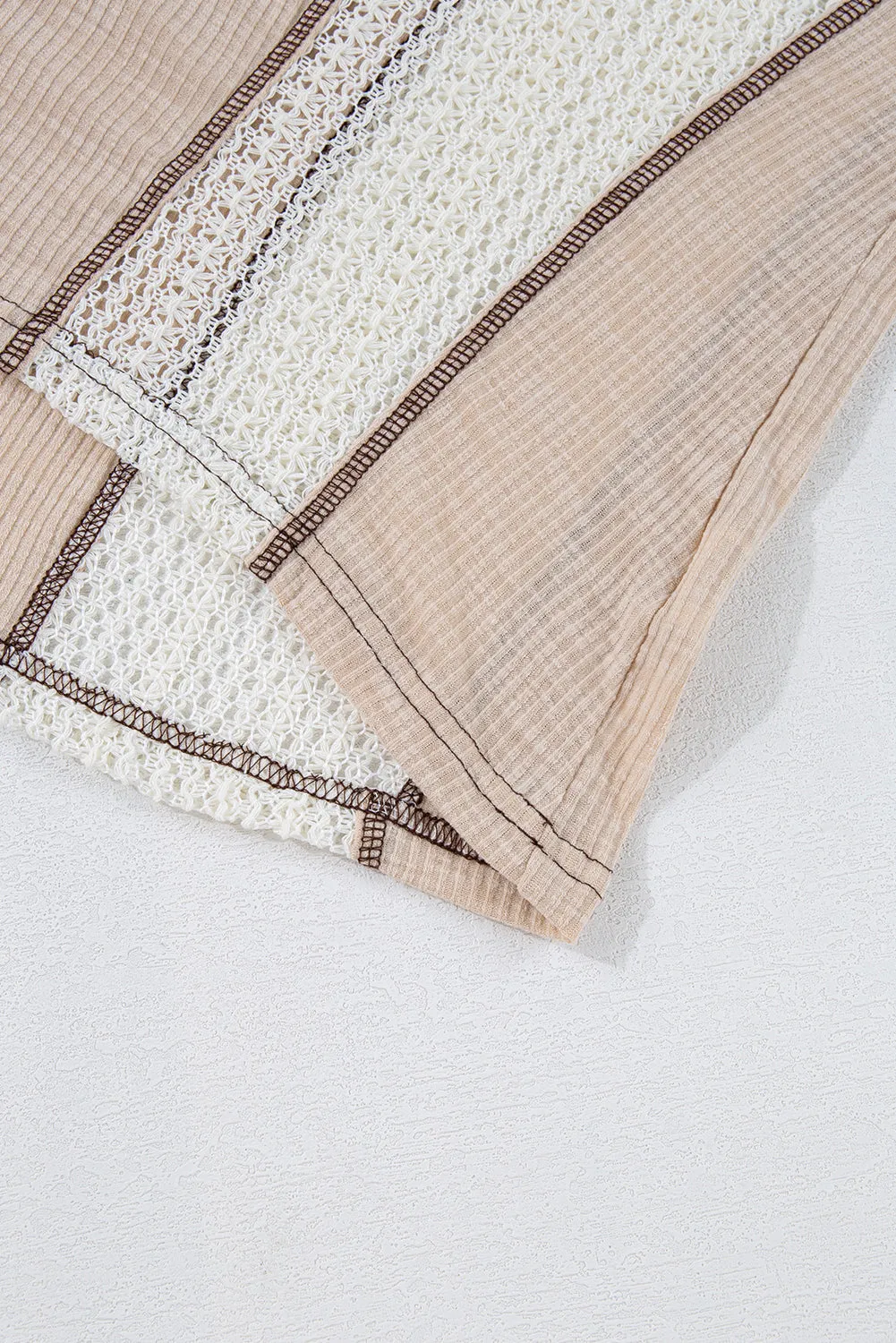 Crochet Detail Exposed Seam High Low Loose Top