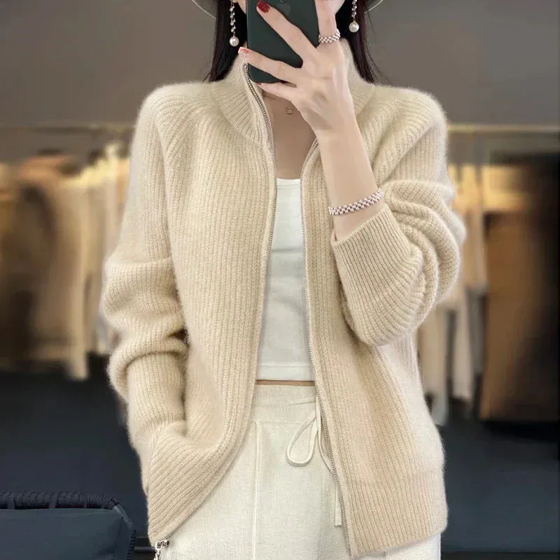 Ivy Grace | Wool Cardigan with Zipper