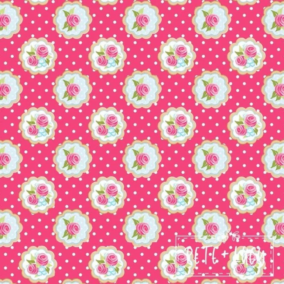 PETE   LUCY Shabby Roses Pink Floral Polka Dot Ruffle Capri 2 Piece Set
