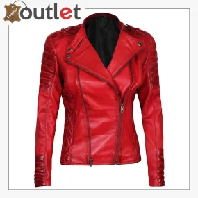 Premium Lambskin Leather Bomber Jacket For Women