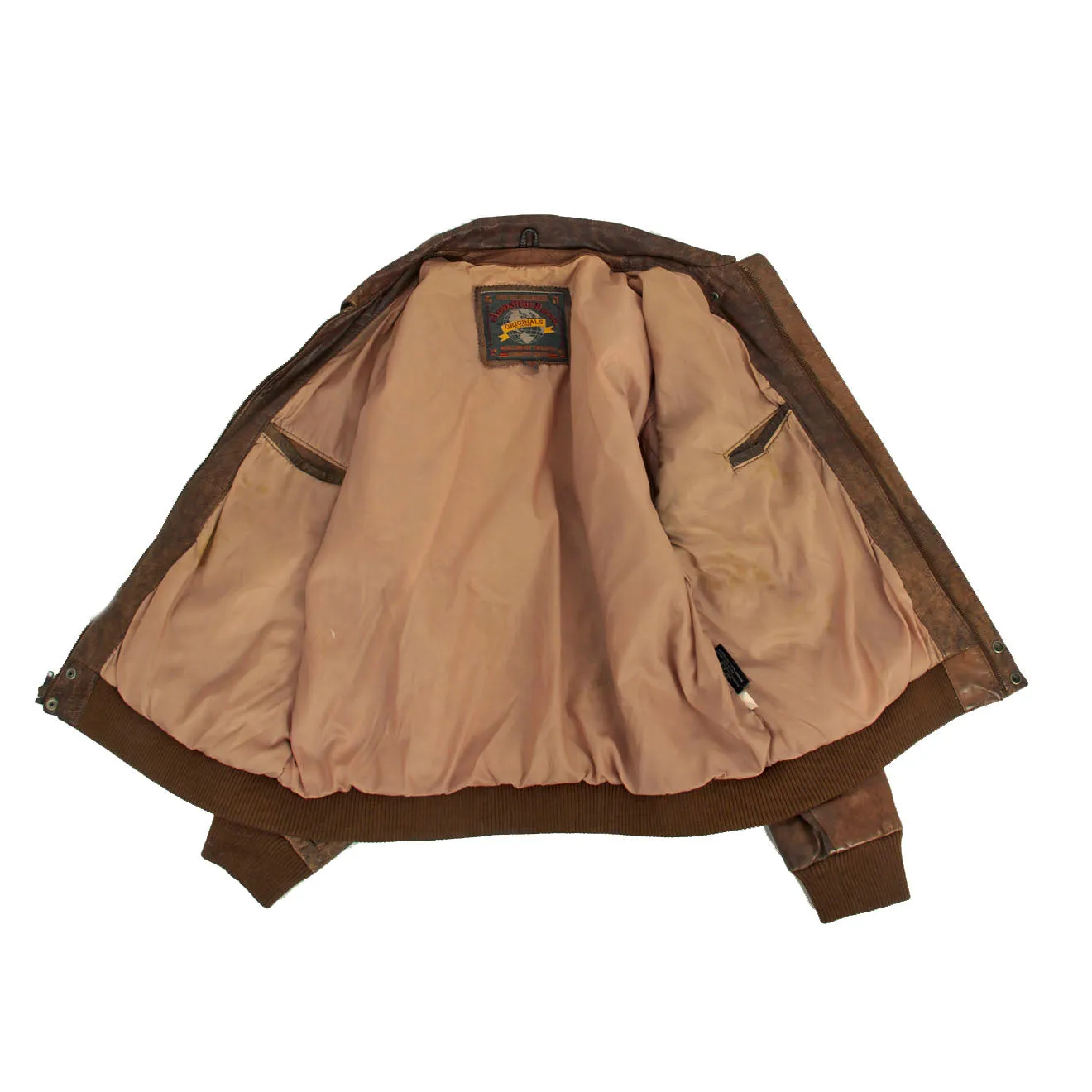 U.S. WWII A-2 Style Museum Quality Reproduction 8th Air Force 392nd Bomb Group 577 Squadron B-24 “Trips Daily” Hand Painted Leather Jacket - Size XL